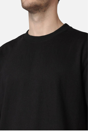 Black Plain Oversized Drop Shoulder T-Shirt