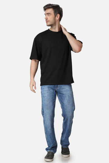 Plain Oversized Drop Shoulder T-Shirt in Black Color