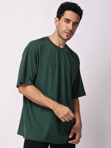 Buy Men’s Bottle Green Oversized T-Shirt – Casual Drop Shoulder Fit