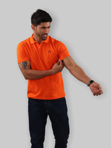 Dark Orange Polo Neck T-Shirt 