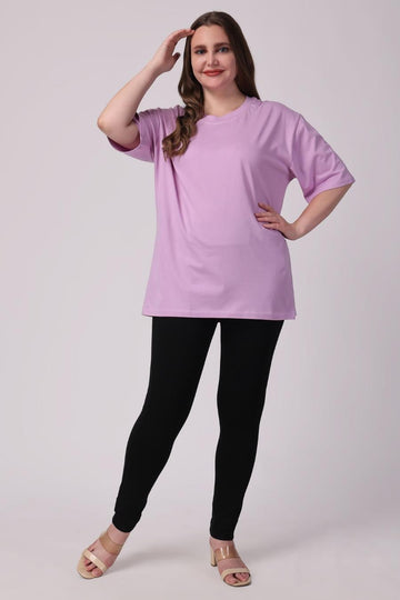 Lavender Plain Oversized Drop Shoulder T-Shirt Women