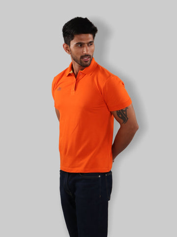 Dark Orange Polo Neck T-Shirt Men