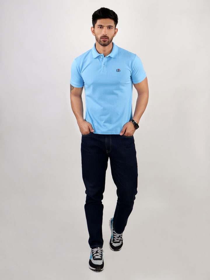 Men Air Blue Polo Neck T-Shirt