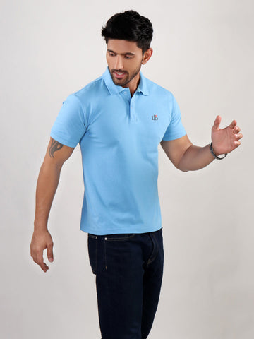 Men Air Blue Polo Neck T-Shirt Style