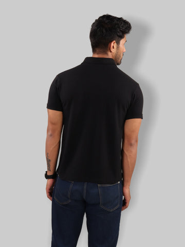 Black Polo Neck T-Shirt for Men 