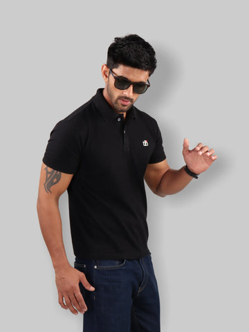 Solid Black Polo Tshirts online in India