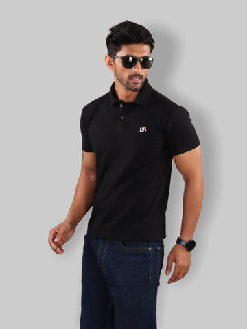 Black Polo Neck T-Shirt for Men 