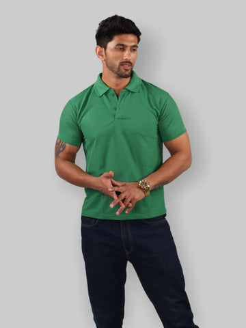 Men Green Polo Neck T-Shirt