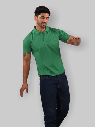 Dark Green Polo Neck T-Shirt for Men 