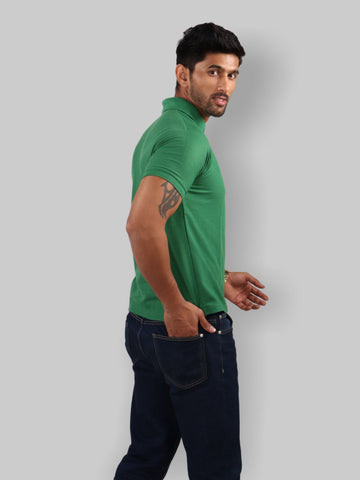 Men Dark Green Polo Neck T-Shirt