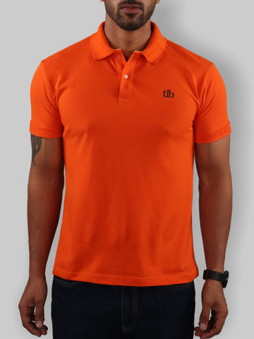 Men Dark Orange Polo Neck T-Shirt