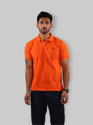 Men Dark Orange Polo Neck T-Shirt