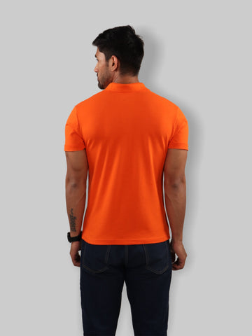 Dark Orange Polo Neck T-Shirt for Men