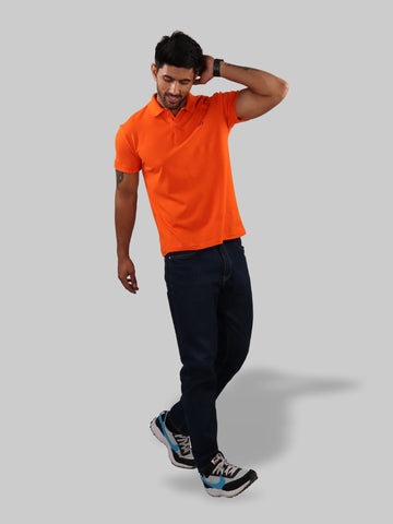 Back Side Men Dark Orange Polo Neck T-Shirt Online