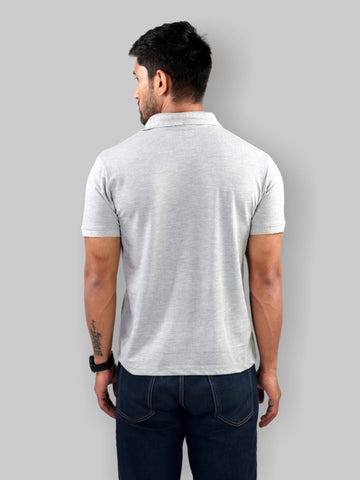 polo neck t shirt men grey