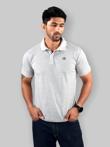 Light Grey Polo Neck T-Shirt for Men 