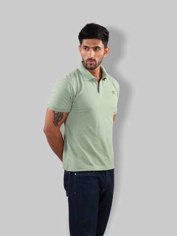 Men Mint Green Polo Neck T-Shirt Style