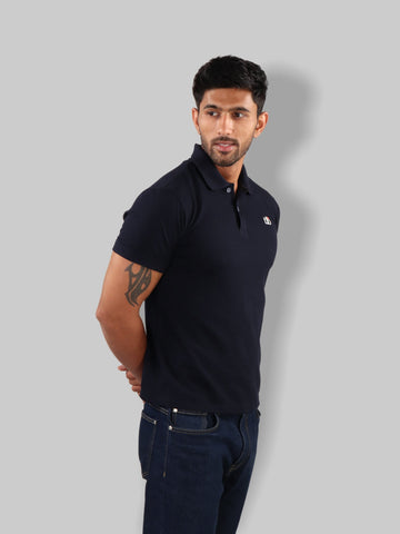 Men Polo Neck T-Shirt Navy Blue