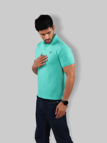 Men Polo Neck T-Shirt Ocean Blue