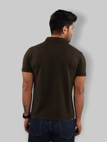 Men Polo Neck T-Shirt Olive Green  