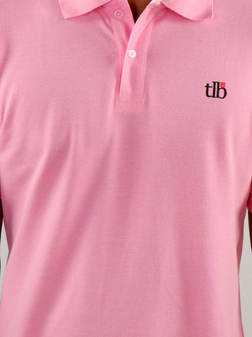 Men Pink Polo Neck T-Shirt