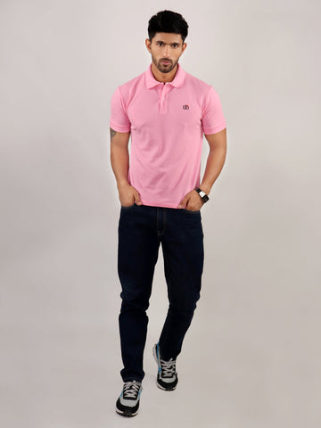 Standing Men Pink Polo Neck T-Shirt Online