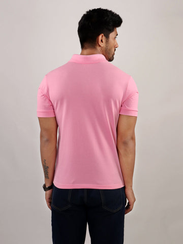 Pink Polo Neck T-Shirt Men 