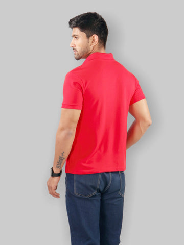 Men Red Polo Neck T-Shirt 