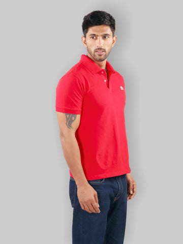 Red Polo Neck T-Shirt Men 