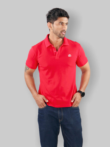 Red Polo Neck T-Shirt for Men 