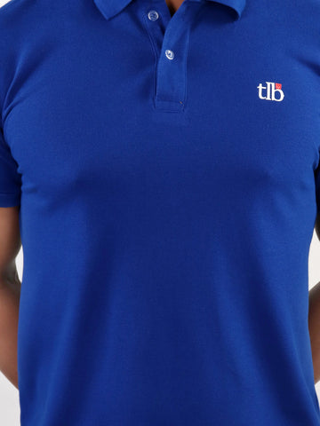 Men Royal Blue Polo Neck T-Shirt