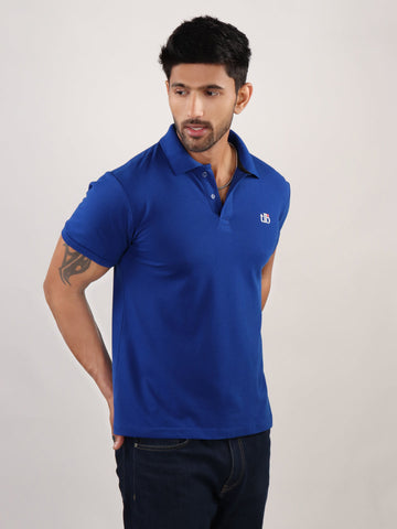 Royal Blue Polo Neck T-Shirt Men 