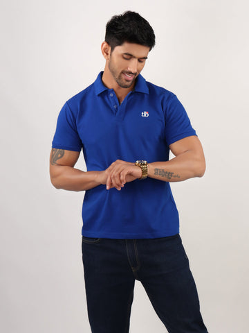 Royal Blue Polo Neck T-Shirt for Men 