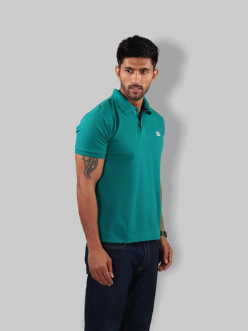 Teal Blue Polo Neck T-Shirt 