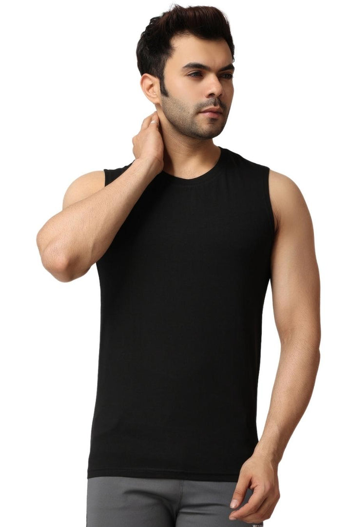 Black Exercise Sleeveless Top For men