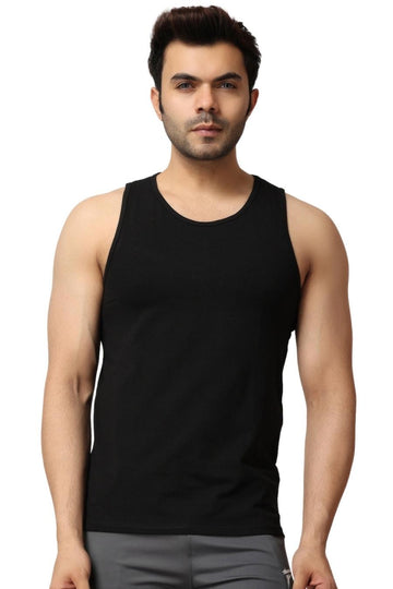 Men's Gym Vest Stringer And Tank Top in Black Color