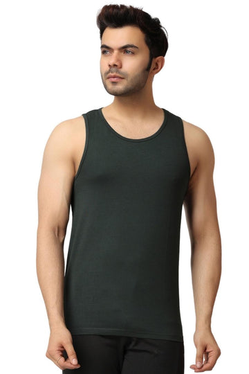 Men's Bottle Green Gym Vest Stringer And Tank Top