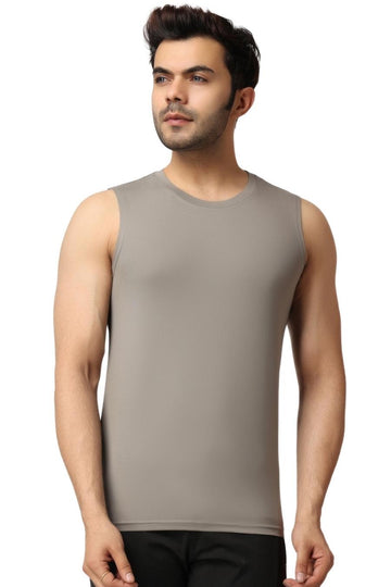 Grey Sleeveless Gym Top for Men