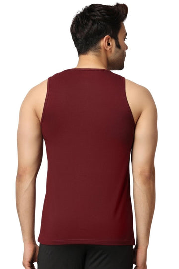 Men's Gym Vest Stringer And Tank Top in Maroon 