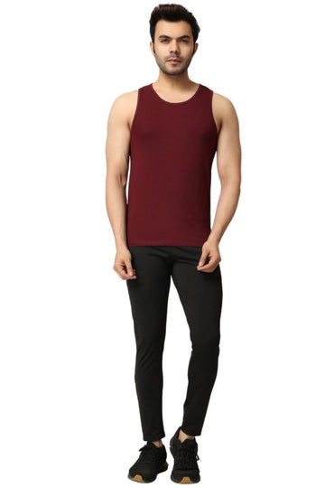 Men's Gym Vest Stringer And Tank Top Maroon Color