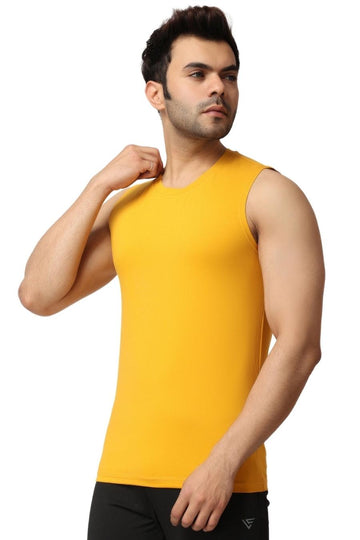 Men's Gym Muscle Tee Yellow in Color