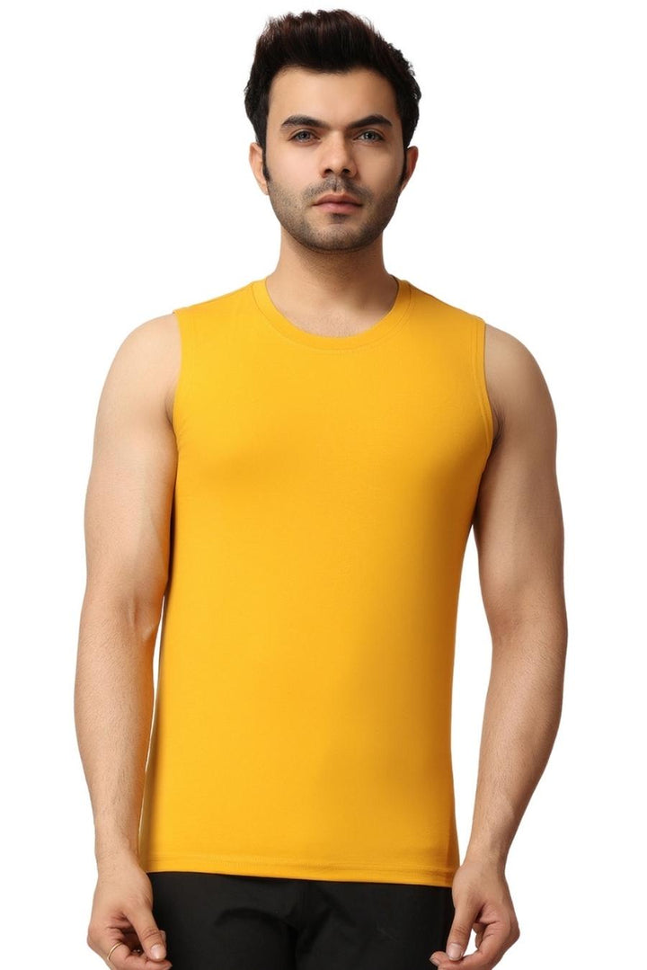 Men's Gym Muscle Tee Solid Yellow 