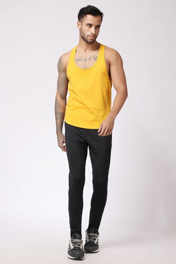 Men's Yellow Gym Vest Stringer And Tank Top