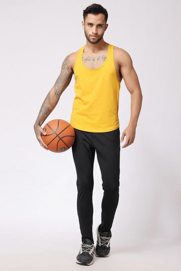 Men's Gym Vest Stringer And Tank Top Yellow 