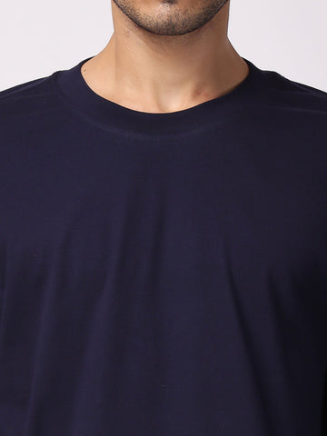 Navy Blue Plain Oversized Drop Shoulder T-shirts men 