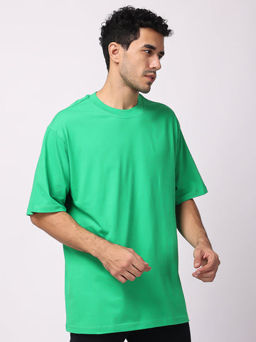 Ocean Green Plain Oversized Drop Shoulder T-Shirt