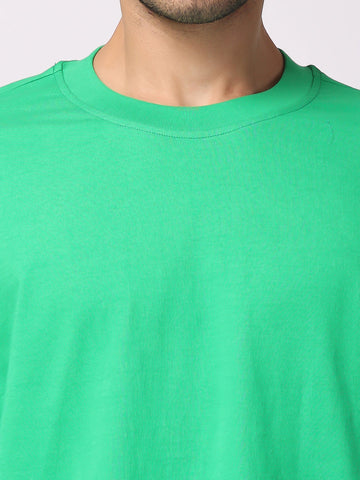 Buy Ocean Green Plain Oversized Drop Shoulder T-Shirt for men