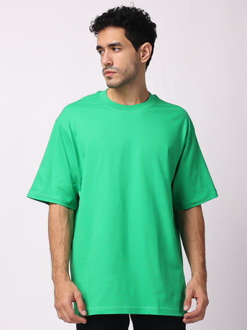 Buy Ocean Green Plain Oversized Drop Shoulder T-Shirt for men Online 