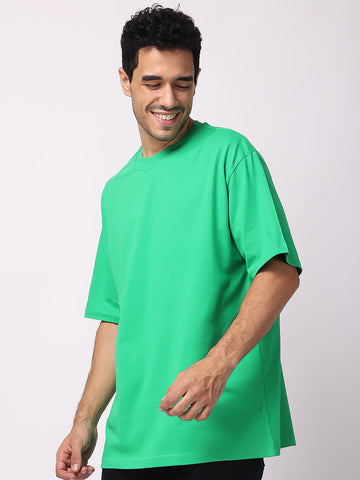 Ocean Green Plain Oversized Drop Shoulder T-Shirt Online 