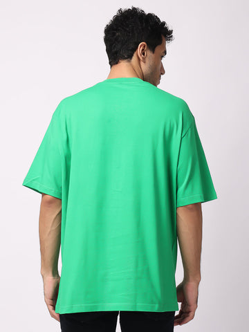 Online Ocean Green Plain Oversized Drop Shoulder T-Shirt